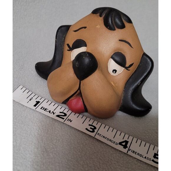 Vintage Ceramic Floppy Eared Playful Brown Dog Head Figure Shelf Sitter - Picture 7 of 8